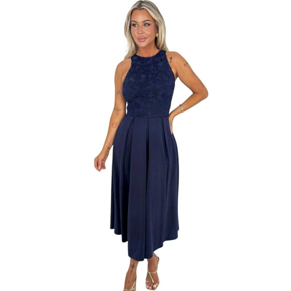 AX Paris Womens/Ladies Embroidered Lace Overlay Midi Dress / Navy